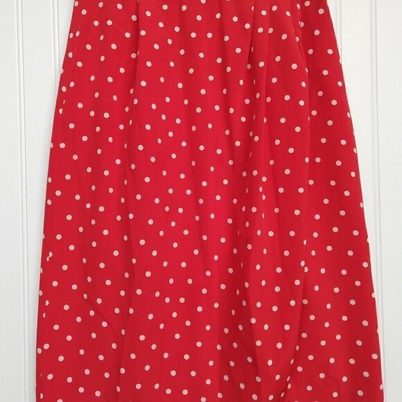 Vintage Red Polka Dot Wrap Midi Skirt Size S M Liz Claiborne Retro Pin Up Wiggle - Picture 3 of 10